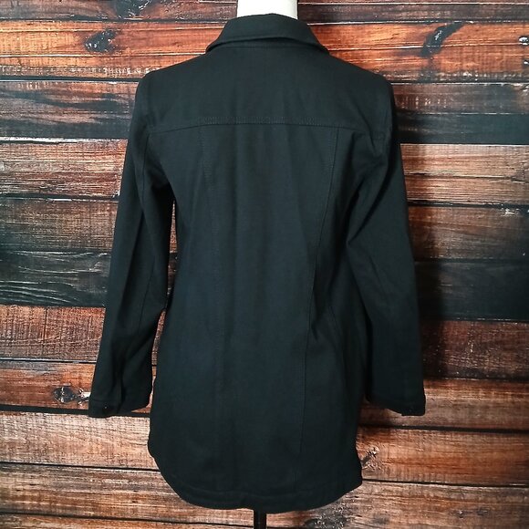 Chico's Jacket Size 0 US Small Black Ponte Stretch Button Front - Picture 5 of 9